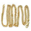 Gold Tone Basic Necklace, Pave Cuban Design, Polished, Golden Finish, 04.242.0037.28GT (160 Gauge, 06 MM Thickness, 28 Inches Length)