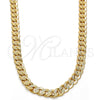 Gold Tone Basic Necklace, Pave Cuban Design, Polished, Golden Finish, 04.242.0037.30GT (160 Gauge, 06 MM Thickness, 30 Inches Length)