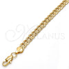 Gold Tone Basic Bracelet, Pave Cuban Design, Polished, Golden Finish, 04.242.0038.08GT (180 Gauge, 07 MM Thickness, 8 Inches Length)