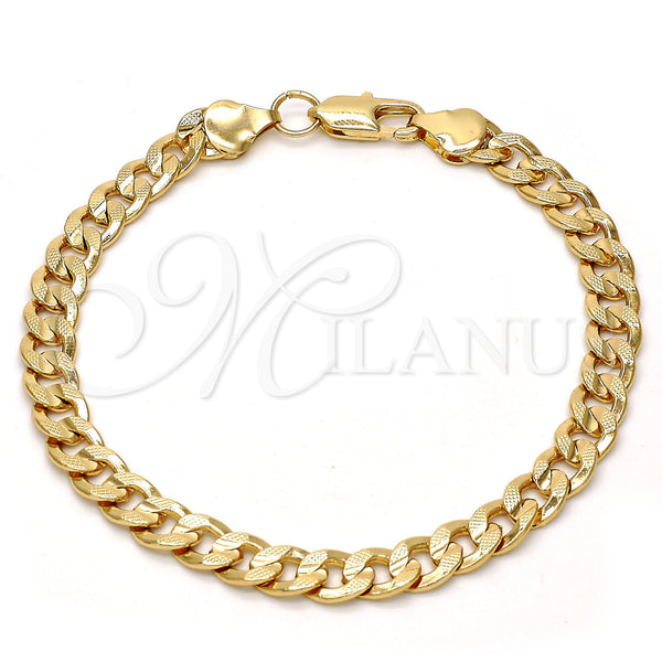 Gold Plated Bracelet — Basic Bracelet Pave Cuban Design Polished 04. .08GT — main product view — SKU 109401 | Chapa de Oro brazalete — básico Bracelet Pave Cuban diseño pulido 04. .08GT — SKU 109401