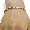 Gold Tone Basic Bracelet, Pave Cuban Design, Polished, Golden Finish, 04.242.0038.09GT (180 Gauge, 07 MM Thickness, 9 Inches Length)