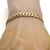 Gold Tone Basic Bracelet, Pave Cuban Design, Polished, Golden Finish, 04.242.0039.08GT (200 Gauge, 08 MM Thickness, 8 Inches Length)