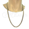 Gold Tone Basic Necklace, Pave Cuban Design, Polished, Golden Finish, 04.242.0039.30GT (200 Gauge, 08 MM Thickness, 30 Inches Length)