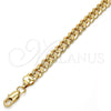 Gold Tone Basic Necklace, Pave Cuban Design, Polished, Golden Finish, 04.242.0039.30GT (200 Gauge, 08 MM Thickness, 30 Inches Length)