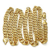 Gold Tone Basic Necklace, Pave Cuban Design, Polished, Golden Finish, 04.242.0039.30GT (200 Gauge, 08 MM Thickness, 30 Inches Length)