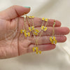 Oro Laminado Earring and Pendant Children Set, Gold Filled Style Butterfly Design, with White Crystal, Yellow Enamel Finish, Golden Finish, 06.60.0004.2
