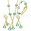 Oro Laminado Earring and Pendant Children Set, Gold Filled Style Ladybug Design, with White Crystal, Multicolor Enamel Finish, Golden Finish, 06.60.0005