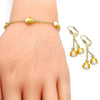 Oro Laminado Earring and Pendant Children Set, Gold Filled Style Ladybug Design, with White Crystal, Yellow Enamel Finish, Golden Finish, 06.60.0005.2