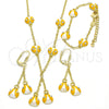 Oro Laminado Earring and Pendant Children Set, Gold Filled Style Ladybug Design, with White Crystal, Yellow Enamel Finish, Golden Finish, 06.60.0005.2