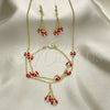 Oro Laminado Earring and Pendant Children Set, Gold Filled Style Ladybug Design, with White Crystal, Red Enamel Finish, Golden Finish, 06.60.0005.3