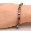 Oro Laminado Tennis Bracelet, Gold Filled Style with Amethyst and White Cubic Zirconia, Polished, Golden Finish, 03.206.0006.7.07 (06 MM Thickness, 7 Inches Length)