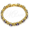 Oro Laminado Tennis Bracelet, Gold Filled Style with Amethyst and White Cubic Zirconia, Polished, Golden Finish, 03.206.0006.7.07 (06 MM Thickness, 7 Inches Length)