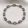 Oro Laminado Tennis Bracelet, Gold Filled Style with Amethyst and White Cubic Zirconia, Polished, Golden Finish, 03.206.0006.7.07 (06 MM Thickness, 7 Inches Length)