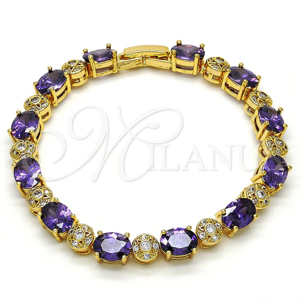 Gold Filled Bracelet — Tennis Bracelet with Amethyst and White Cubic Zirconia — main product view — SKU 109445 | Oro Laminado brazalete — Tennis Bracelet with Amethyst and blanco Cubic Zirconia — SKU 109445