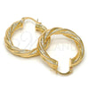 Oro Laminado Medium Hoop, Gold Filled Style Twist and Hollow Design, Matte Finish, Golden Finish, 02.170.0132.30