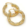 Oro Laminado Medium Hoop, Gold Filled Style Twist and Hollow Design, Matte Finish, Golden Finish, 02.170.0132.30