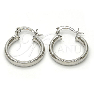 White Gold Filled Hoop Earrings — Small Hoop Hollow Design Polished 5. — main product view — SKU 109457 | Oro Laminado Blanco aretes de aro — Small Hoop Hollow diseño pulido 5. — SKU 109457