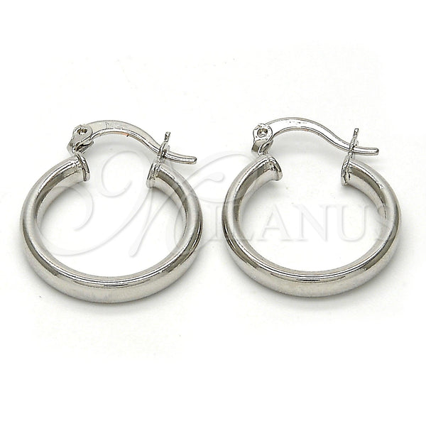 White Gold Filled Hoop Earrings — Small Hoop Hollow Design Polished 5. — main product view — SKU 109457 | Oro Laminado Blanco aretes de aro — Small Hoop Hollow diseño pulido 5. — SKU 109457