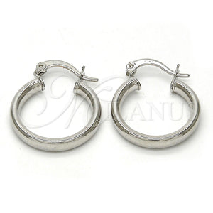 White Gold Filled Hoop Earrings — Small Hoop Hollow Design Polished 5. — main product view — SKU 109457 | Oro Laminado Blanco aretes de aro — Small Hoop Hollow diseño pulido 5. — SKU 109457
