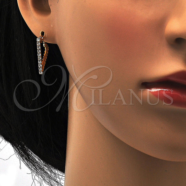 Gold Filled Hoop Earrings — Medium Hoop with White Crystal Polished 02. — alternate product view — SKU 109461 | Oro Laminado aretes de aro — Medium Hoop with cristal blanco pulido 02. — SKU 109461