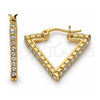 Oro Laminado Medium Hoop, Gold Filled Style with White Crystal, Polished, Golden Finish, 02.213.0004.25