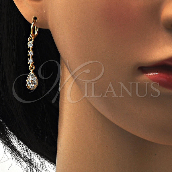Gold Filled Ring — Long Earring Teardrop Design with White Cubic Zirconia — alternate product view — SKU 109473 | Oro Laminado anillo — Long Earring Teardrop diseño with blanco Cubic Zirconia — SKU 109473