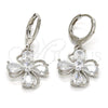 Rhodium Gold Filled Dangle Earring, Flower and Teardrop Design, with White Cubic Zirconia, Polished, Rhodium Finish, 02.217.0054.2
