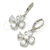 Rhodium Gold Filled Dangle Earring, Flower and Teardrop Design, with White Cubic Zirconia, Polished, Rhodium Finish, 02.217.0054.2