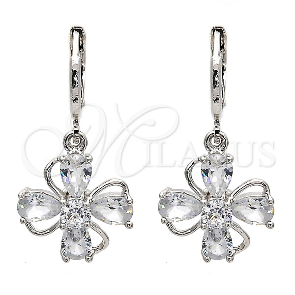 White Gold Filled Ring — Dangle Earring Flower and Teardrop Design with White — main product view — SKU 109479 | Oro Laminado Blanco anillo — Dangle Earring flor and Teardrop diseño with blanco — SKU 109479