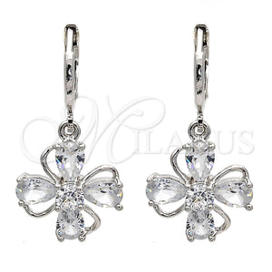 White Gold Filled Ring — Dangle Earring Flower and Teardrop Design with White — main product view — SKU 109479 | Oro Laminado Blanco anillo — Dangle Earring flor and Teardrop diseño with blanco — SKU 109479