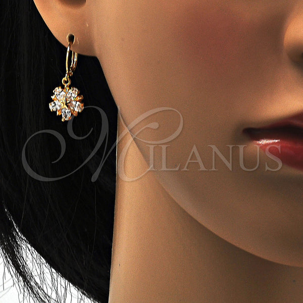 Gold Filled Ring — Dangle Earring Flower and Star Design with White — alternate product view — SKU 109482 | Oro Laminado anillo — Dangle Earring flor and estrella diseño with blanco — SKU 109482