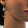 Rhodium Plated Dangle Earring, Flower and Star Design, with White Cubic Zirconia, Polished, Rhodium Finish, 02.217.0056.2
