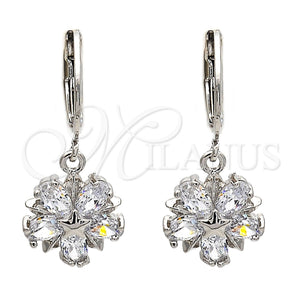 White Gold Filled Ring — Dangle Earring Flower and Star Design with White — main product view — SKU 109484 | Oro Laminado Blanco anillo — Dangle Earring flor and estrella diseño with blanco — SKU 109484