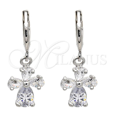 Aretes de Oro Laminado con Rodio 02.217.0057.2 de Oro Laminado Blanco por Mayoreo, vista principal del producto