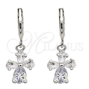 White Gold Filled Ring — Dangle Earring Flower and Teardrop Design with White — main product view — SKU 109487 | Oro Laminado Blanco anillo — Dangle Earring flor and Teardrop diseño with blanco — SKU 109487