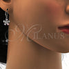 Rhodium Gold Filled Dangle Earring, Flower Design, with White Cubic Zirconia, Polished, Rhodium Finish, 02.217.0059.2
