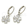 Rhodium Gold Filled Dangle Earring, Flower Design, with White Cubic Zirconia, Polished, Rhodium Finish, 02.217.0059.2