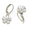 Rhodium Gold Filled Dangle Earring, Flower Design, with White Cubic Zirconia, Polished, Rhodium Finish, 02.217.0059.2