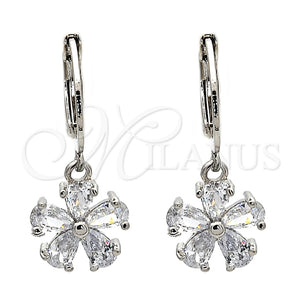 White Gold Filled Ring — Dangle Earring Flower Design with White Cubic Zirconia — main product view — SKU 109493 | Oro Laminado Blanco anillo — Dangle Earring flor diseño with blanco Cubic Zirconia — SKU 109493