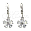Rhodium Gold Filled Dangle Earring, Flower Design, with White Cubic Zirconia, Polished, Rhodium Finish, 02.217.0059.2