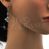 Oro Laminado Long Earring, Gold Filled Style with White Cubic Zirconia, Polished, Golden Finish, 02.217.0060