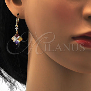 Gold Filled Ring — Long Earring with Multicolor Cubic Zirconia Polished 02. — main product view — SKU 109500 | Oro Laminado anillo — Long Earring with Multicolor Cubic Zirconia pulido 02. — SKU 109500