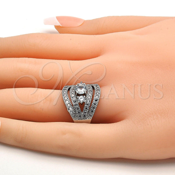 White Gold Filled Ring — Multi Stone Ring with White Cubic Zirconia and — alternate product view — SKU 109514 | Oro Laminado Blanco anillo — Multi Stone Ring with blanco Cubic Zirconia and — SKU 109514