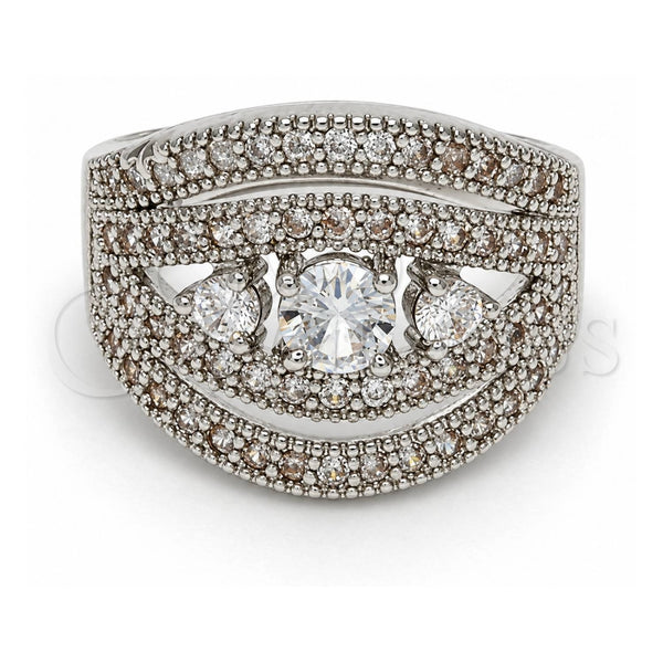 White Gold Filled Multi Stone Ring, with White Cubic Zirconia and White Micro Pave, Polished, Rhodium Finish, 01.217.0001.1.08 (Size 8)