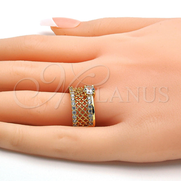 Gold Filled Ring — Multi Stone Ring with White Cubic Zirconia and — alternate product view — SKU 109517 | Oro Laminado anillo — Multi Stone Ring with blanco Cubic Zirconia and — SKU 109517