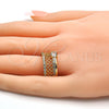 Oro Laminado Multi Stone Ring, Gold Filled Style with White Cubic Zirconia and White Micro Pave, Polished, Golden Finish, 01.217.0002.08 (Size 8)