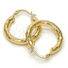 Oro Laminado Small Hoop, Gold Filled Style Hollow Design, Diamond Cutting Finish, Golden Finish, 5.139.044.25