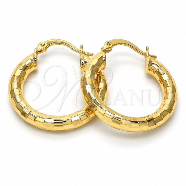 Oro Laminado Small Hoop, Gold Filled Style Hollow Design, Diamond Cutting Finish, Golden Finish, 5.139.044.25