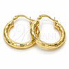 Oro Laminado Small Hoop, Gold Filled Style Hollow Design, Diamond Cutting Finish, Golden Finish, 5.139.044.25