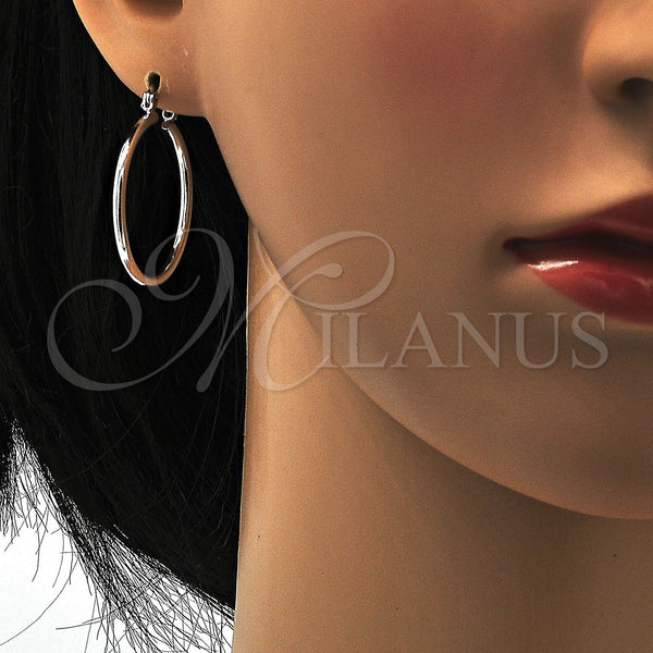 White Gold Filled Hoop Earrings — Medium Hoop Polished 5. — alternate product view — SKU 109541 | Oro Laminado Blanco aretes de aro — Medium Hoop pulido 5. — SKU 109541